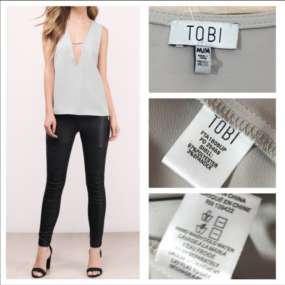 Tobi Debutante Deep V Tank Top in Grey - Picture 6 of 8